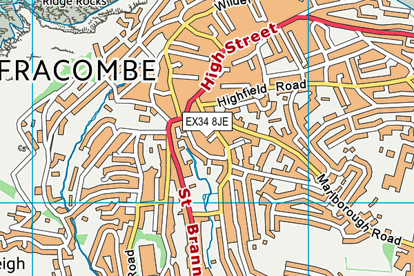 EX34 8JE map - OS VectorMap District (Ordnance Survey) EX34 8JE map - OS VectorMap District (Ordnance Survey)
