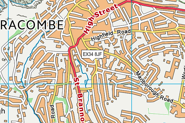 EX34 8JF map - OS VectorMap District (Ordnance Survey) EX34 8JF map - OS VectorMap District (Ordnance Survey)