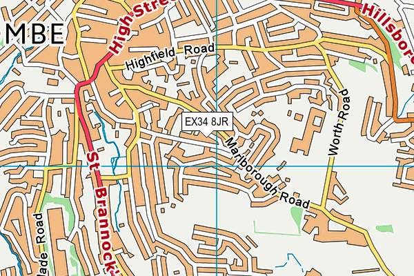 EX34 8JR map - OS VectorMap District (Ordnance Survey) EX34 8JR map - OS VectorMap District (Ordnance Survey)