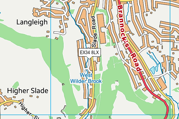 EX34 8LX map - OS VectorMap District (Ordnance Survey) EX34 8LX map - OS VectorMap District (Ordnance Survey)