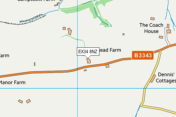 EX34 8NZ map - OS VectorMap District (Ordnance Survey) EX34 8NZ map - OS VectorMap District (Ordnance Survey)