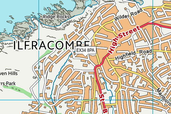 EX34 8PA map - OS VectorMap District (Ordnance Survey)