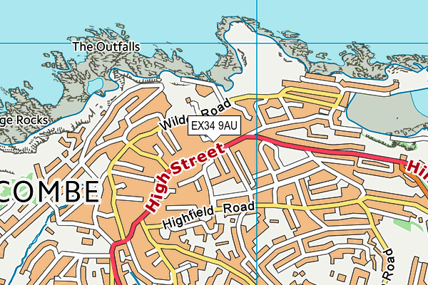 EX34 9AU map - OS VectorMap District (Ordnance Survey) EX34 9AU map - OS VectorMap District (Ordnance Survey)