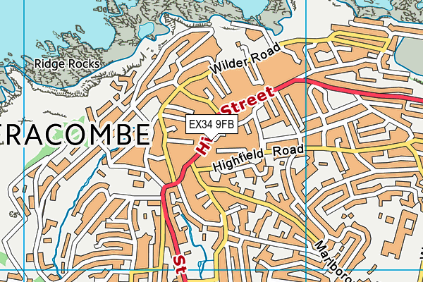 EX34 9FB map - OS VectorMap District (Ordnance Survey)