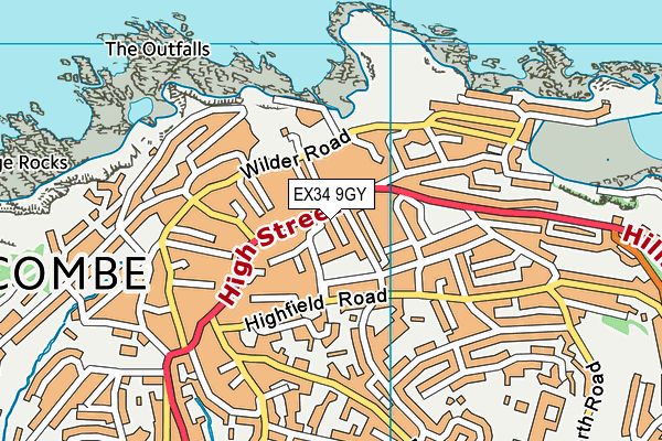 EX34 9GY map - OS VectorMap District (Ordnance Survey) EX34 9GY map - OS VectorMap District (Ordnance Survey)