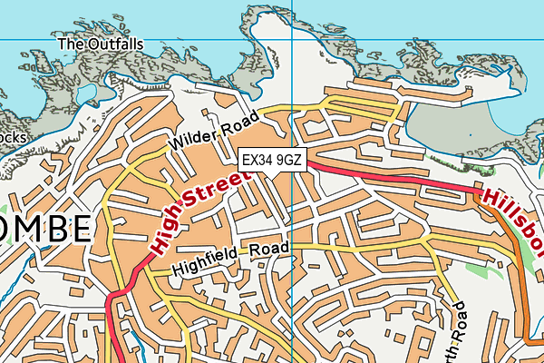 EX34 9GZ map - OS VectorMap District (Ordnance Survey) EX34 9GZ map - OS VectorMap District (Ordnance Survey)