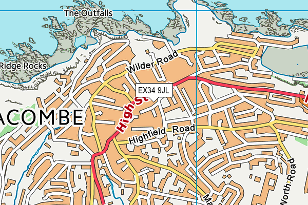 EX34 9JL map - OS VectorMap District (Ordnance Survey) EX34 9JL map - OS VectorMap District (Ordnance Survey)