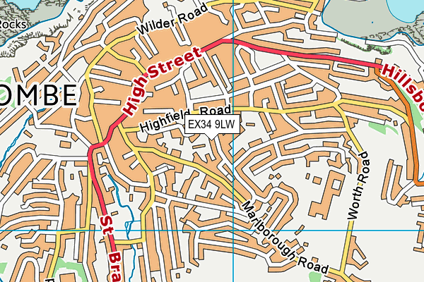 EX34 9LW map - OS VectorMap District (Ordnance Survey) EX34 9LW map - OS VectorMap District (Ordnance Survey)