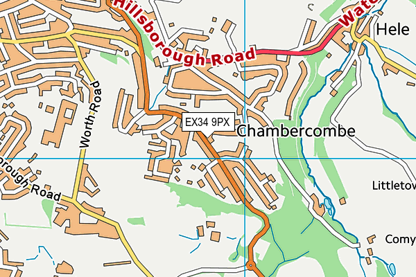EX34 9PX map - OS VectorMap District (Ordnance Survey) EX34 9PX map - OS VectorMap District (Ordnance Survey)