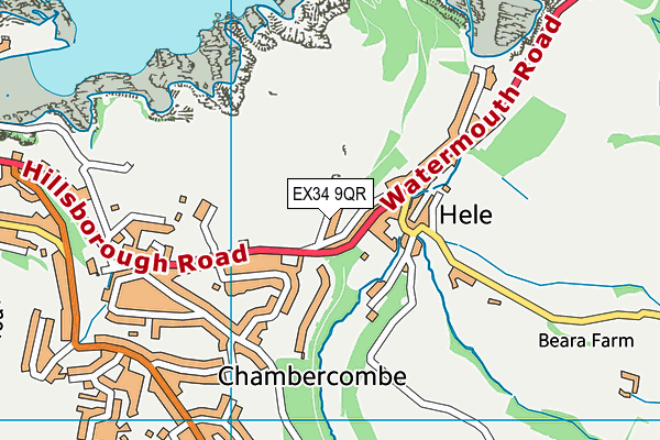 EX34 9QR map - OS VectorMap District (Ordnance Survey) EX34 9QR map - OS VectorMap District (Ordnance Survey)