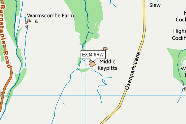EX34 9RW map - OS VectorMap District (Ordnance Survey) EX34 9RW map - OS VectorMap District (Ordnance Survey)