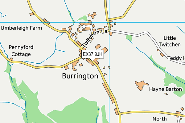 EX37 9JH map - OS VectorMap District (Ordnance Survey) EX37 9JH map - OS VectorMap District (Ordnance Survey)