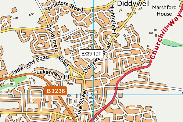 EX39 1DT map - OS VectorMap District (Ordnance Survey) EX39 1DT map - OS VectorMap District (Ordnance Survey)