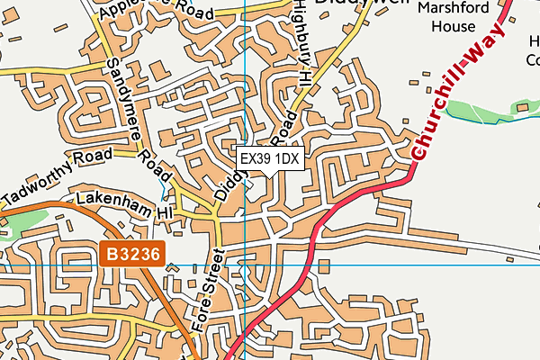 EX39 1DX map - OS VectorMap District (Ordnance Survey) EX39 1DX map - OS VectorMap District (Ordnance Survey)