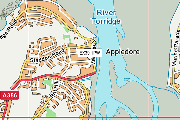 EX39 1PW map - OS VectorMap District (Ordnance Survey) EX39 1PW map - OS VectorMap District (Ordnance Survey)