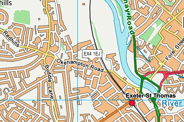 EX4 1EJ map - OS VectorMap District (Ordnance Survey) EX4 1EJ map - OS VectorMap District (Ordnance Survey)