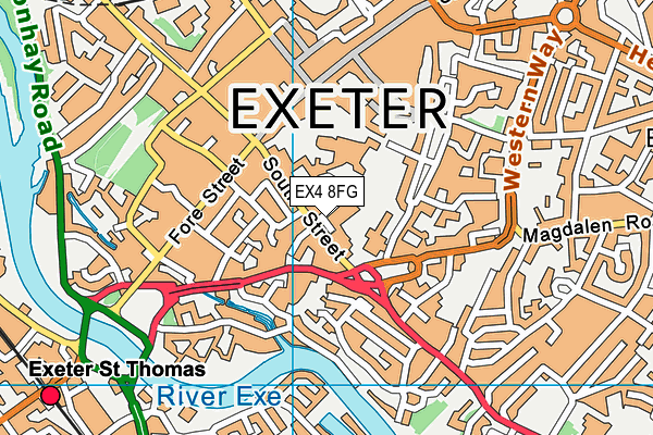 EX4 8FG map - OS VectorMap District (Ordnance Survey) EX4 8FG map - OS VectorMap District (Ordnance Survey)