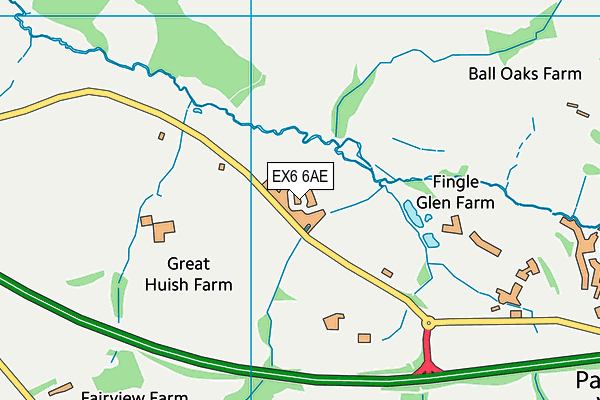 EX6 6AE map - OS VectorMap District (Ordnance Survey)