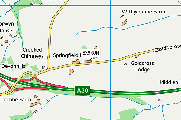 EX6 6JN map - OS VectorMap District (Ordnance Survey) EX6 6JN map - OS VectorMap District (Ordnance Survey)