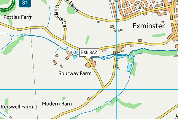 EX6 8AZ map - OS VectorMap District (Ordnance Survey) EX6 8AZ map - OS VectorMap District (Ordnance Survey)