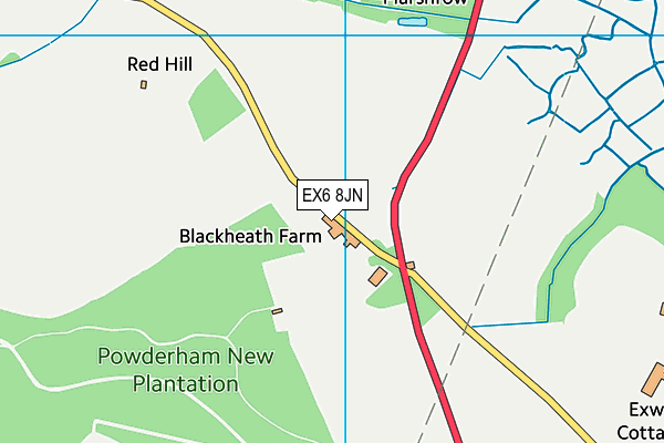 EX6 8JN map - OS VectorMap District (Ordnance Survey) EX6 8JN map - OS VectorMap District (Ordnance Survey)