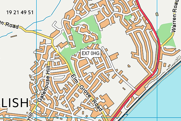 EX7 0HG map - OS VectorMap District (Ordnance Survey) EX7 0HG map - OS VectorMap District (Ordnance Survey)
