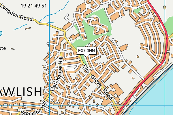 EX7 0HN map - OS VectorMap District (Ordnance Survey) EX7 0HN map - OS VectorMap District (Ordnance Survey)