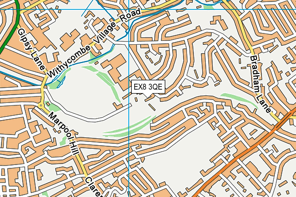 EX8 3QE map - OS VectorMap District (Ordnance Survey) EX8 3QE map - OS VectorMap District (Ordnance Survey)