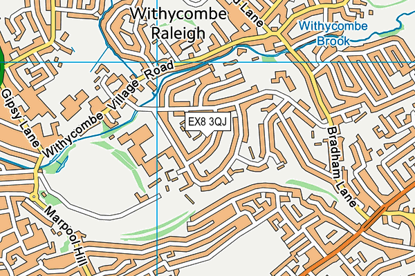 EX8 3QJ map - OS VectorMap District (Ordnance Survey) EX8 3QJ map - OS VectorMap District (Ordnance Survey)