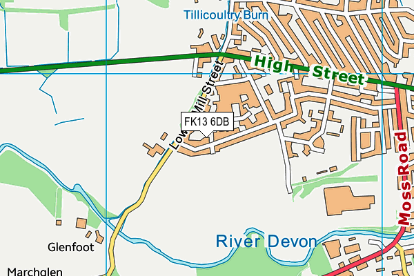 FK13 6DB map - OS VectorMap District (Ordnance Survey)