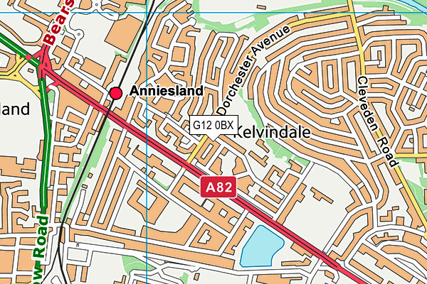 G12 0BX map - OS VectorMap District (Ordnance Survey)