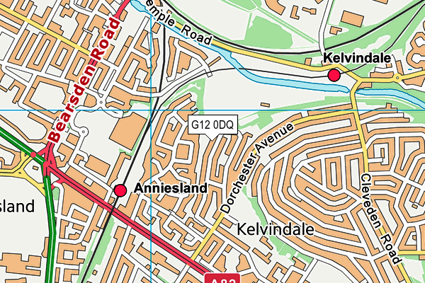 G12 0DQ map - OS VectorMap District (Ordnance Survey)