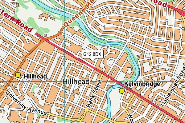 G12 8DX map - OS VectorMap District (Ordnance Survey)