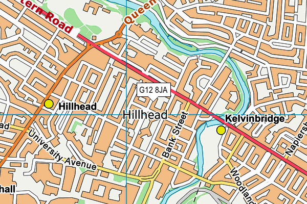 G12 8JA map - OS VectorMap District (Ordnance Survey)