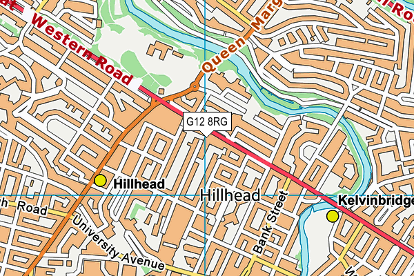G12 8RG map - OS VectorMap District (Ordnance Survey)