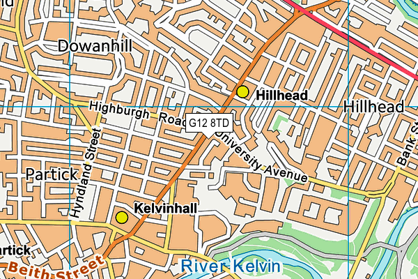G12 8TD map - OS VectorMap District (Ordnance Survey)