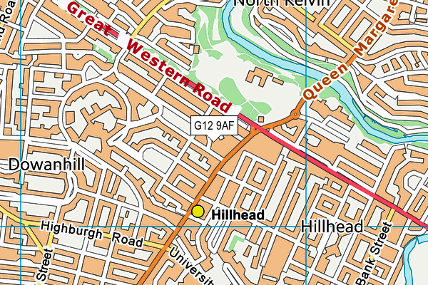 G12 9AF map - OS VectorMap District (Ordnance Survey)