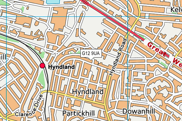 G12 9UA map - OS VectorMap District (Ordnance Survey)