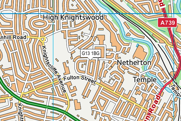 G13 1BG map - OS VectorMap District (Ordnance Survey)