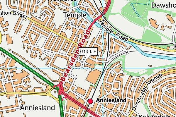 G13 1JF map - OS VectorMap District (Ordnance Survey)