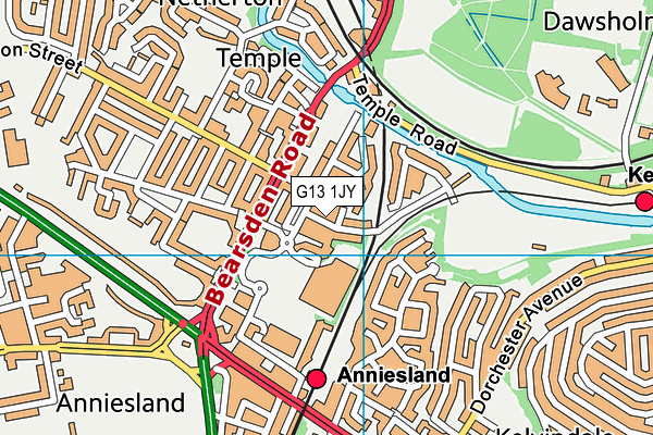 G13 1JY map - OS VectorMap District (Ordnance Survey)