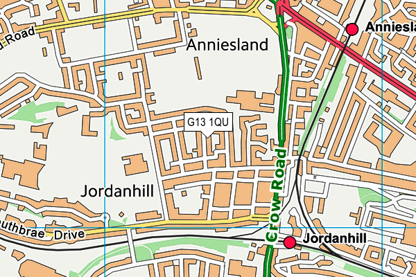 G13 1QU map - OS VectorMap District (Ordnance Survey)