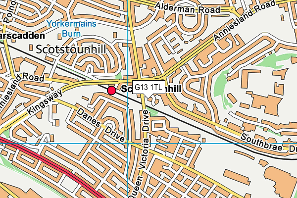 G13 1TL map - OS VectorMap District (Ordnance Survey)