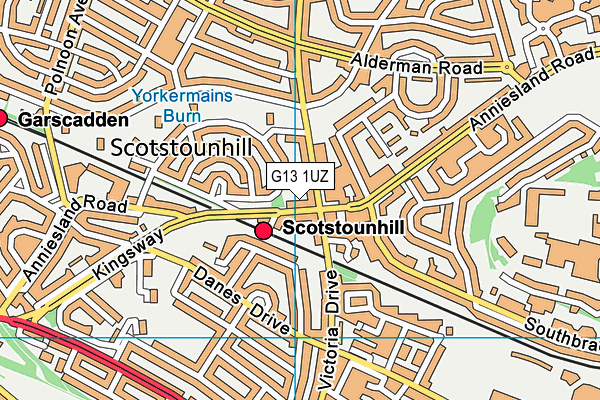 G13 1UZ map - OS VectorMap District (Ordnance Survey)