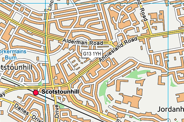 G13 1YH map - OS VectorMap District (Ordnance Survey)