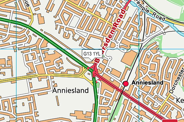 G13 1YL map - OS VectorMap District (Ordnance Survey)
