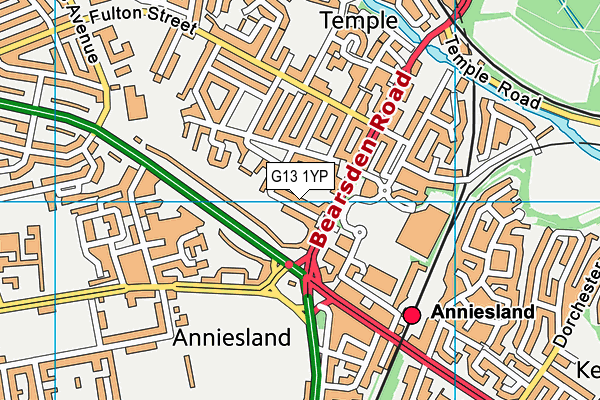 G13 1YP map - OS VectorMap District (Ordnance Survey)