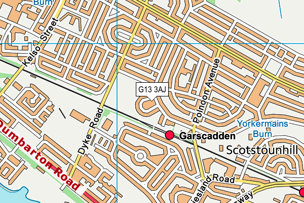 G13 3AJ map - OS VectorMap District (Ordnance Survey)