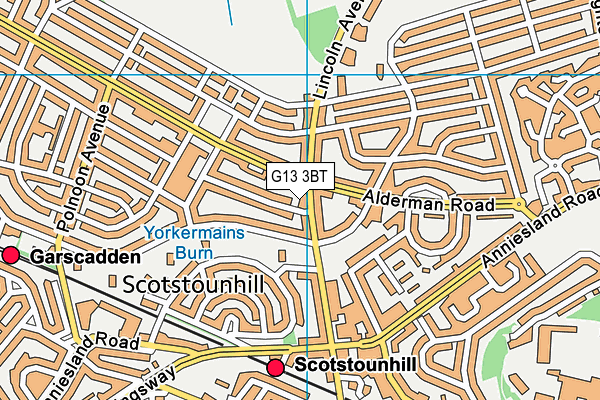 G13 3BT map - OS VectorMap District (Ordnance Survey)