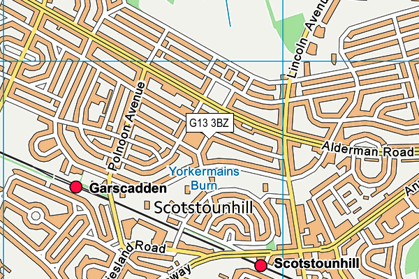 G13 3BZ map - OS VectorMap District (Ordnance Survey)